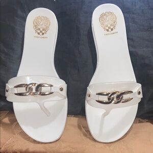 Vince Camuto White Chain-Link Sandals